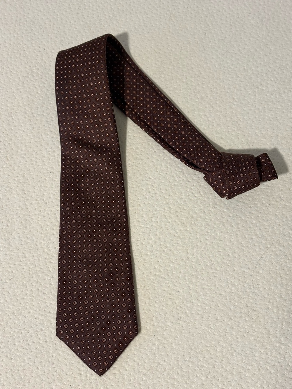 Gucci Brown Silk Tie with Micro Dot Pattern